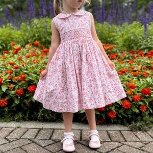 Luli & Me Berry Bouquet Smocked Dress (Size 4T)